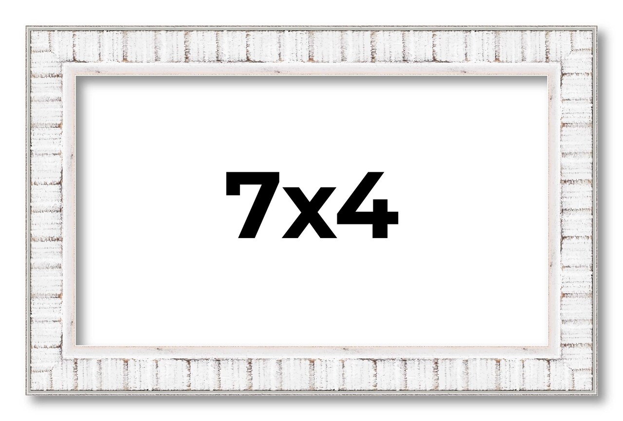 Photo Size Textured White Picture Frame - UV Acrylic, Foam Board Backing, Hanging Hardware